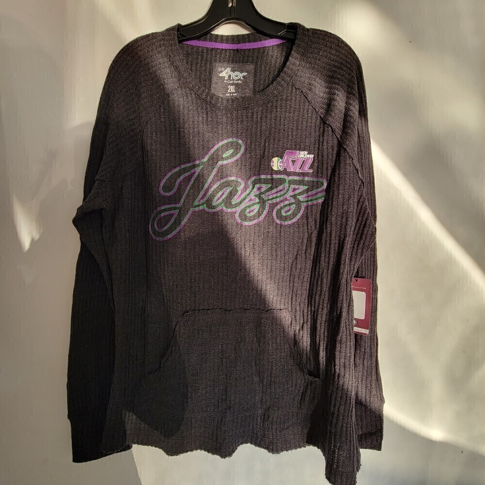NEW 4her Carl Banks NBA New Orleans Jazz Basketball Waffle Knit Long Sleeve Top